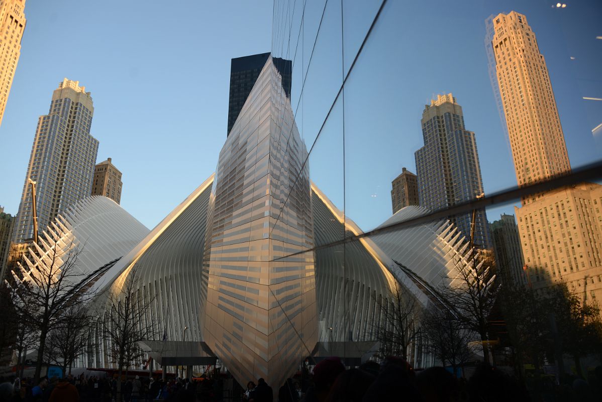 04 30 Park Place, Barclay Tower, Oculus Reflected In 911 Museum Entry Pavilion Late Afternoon